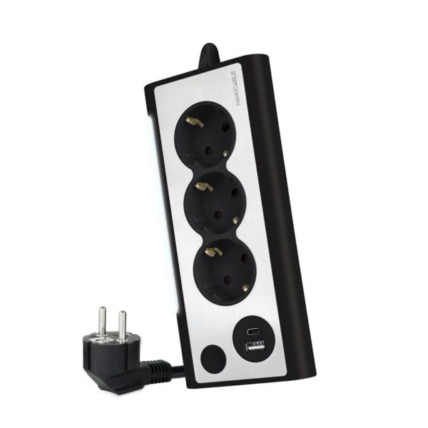 REGLETA SOBREMESA 3 TOMAS + 2USB NEGRA NANOCABLE 10.37.0013-BK