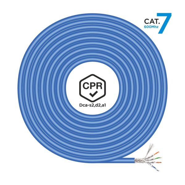 CABLE RED RJ45 LSZH CPR Dca CAT7 600 MHZ S/FTP AWG23 AZUL 100M AISENS A146-0664