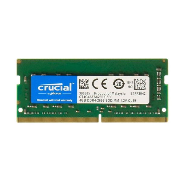 MEMORIA SODIMM DDR4  4GB PC4-21300 2666MHZ CRUCIAL CL19 CT4G4SFS8266