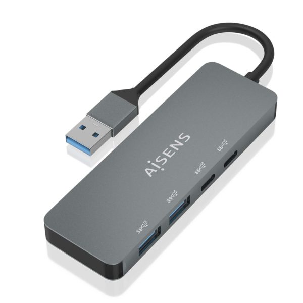 HUB USB 3.2 GEN2 10G USB-A/M-2xUSB-C/H-2xUSB-A/H GRIS 15CM AISENS A106-0696