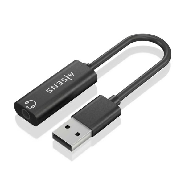 CONVERSOR USB-A A AUDIO 48KHz USB-A-M-JACK 3.5 H NEGRO 10CM AISENS A106-0770