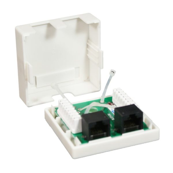 ROSETA DE SUPERFICIE PARA RJ45 CAT.6 UTP 2 TOMAS BLANCONANOCABLE 10.21.1502