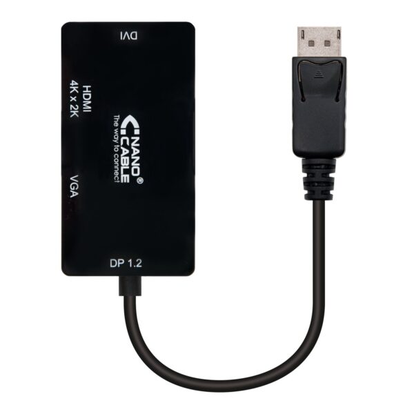 CONVERSOR DISPLAYPORT VGADVIHDMI 3-1 DP 1.2M-VGAH-DVIM NANOC 10.16.3301-BK