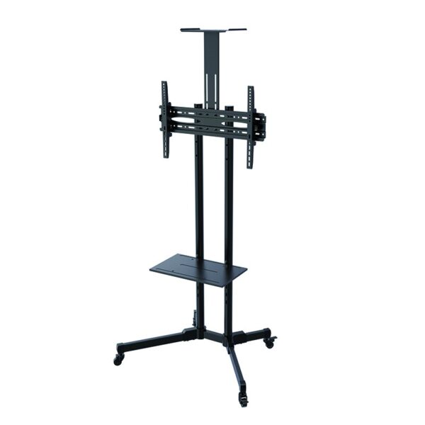 SOPORTE DE SUELO CON RUEDA TV 37-70 CON BANDEJA 600X200 TOOQ NEGRO FS1470M-B