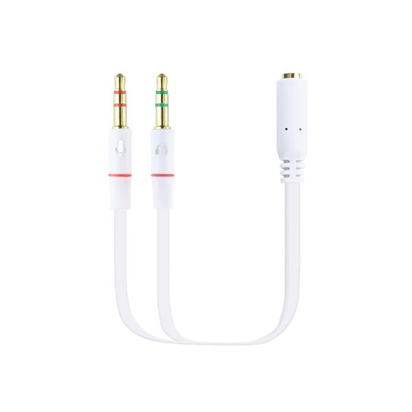 ADAPTADOR AUDIO JACK 3.5H 4 PIN-2XJACK 3.5M 3 PIN BLANCO 20 CM NANOC 10.24.1203