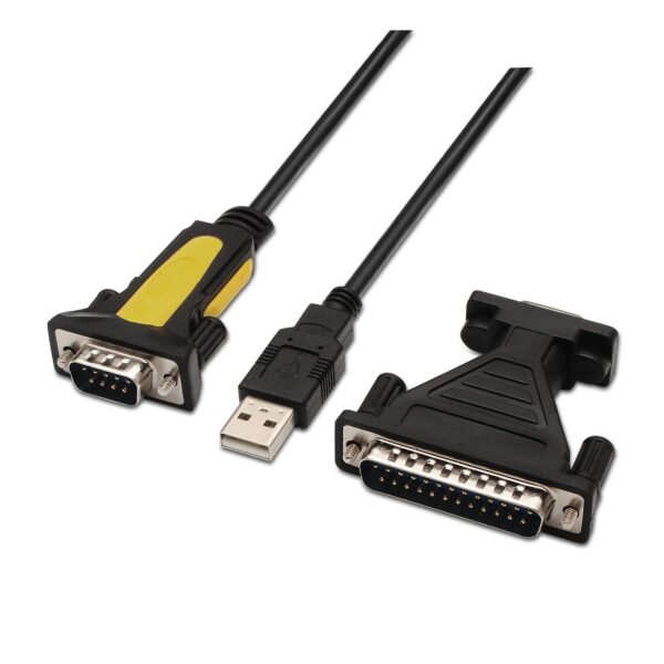 CONVERSOR USB A SERIE TIPO AM-RS232 DB9M DB25M NEGRO 1.8M AISENS A104-0039