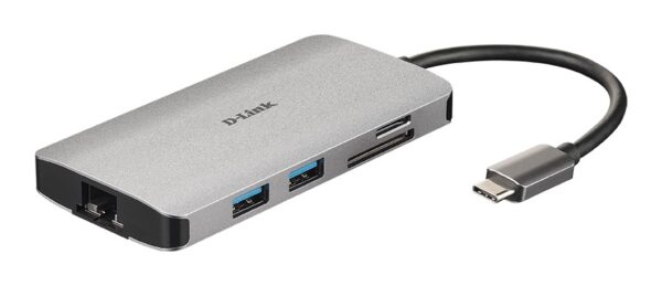 HUB USB-C D-LINK 8 EN 1 (HDMI 3USB3.0 1USB-C 1RJ-45 LECTOR SD MICROSD) DUB-M810