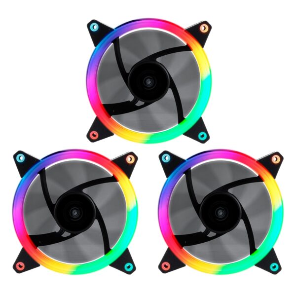 VENTILADOR CAJA ADICIONAL 12X12 UNYKA 3x120mm GAMING CANDY 30ARGB RING LED 51801