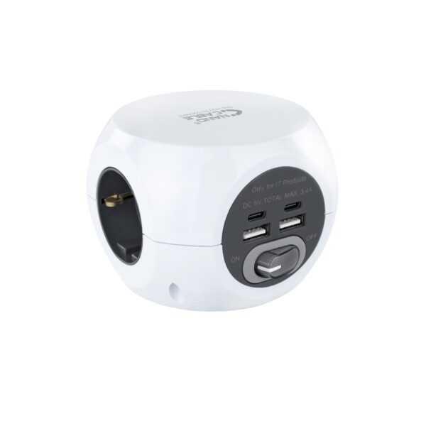 CARGADOR  USB NANOCABLE 2USB-C + 2USB-A + 3ENCHUFES 16A BLANCO 10.37.0001