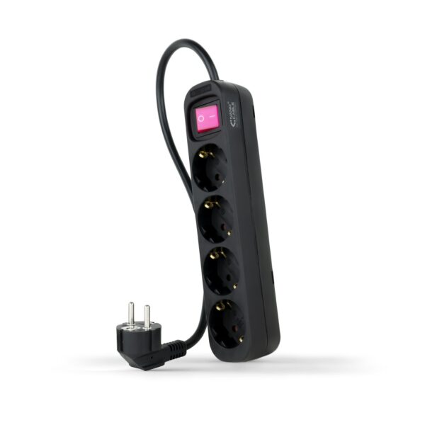 REGLETA 4 SALIDAS NANOCABLE C/INTERRUPTOR C/PROTEC 1.4M  NEGRO 10.37.0004-BK