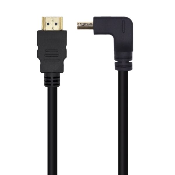 CABLE HDMI V2.0 ACODADO 4K 60HZ 18GBPS AM-AM NEGRO 1.0M AISENS A120-0456