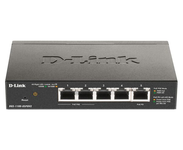 SWITCH D-LINK  5P DGS-1100-05PDV2 10/100/1000 2 PoE
