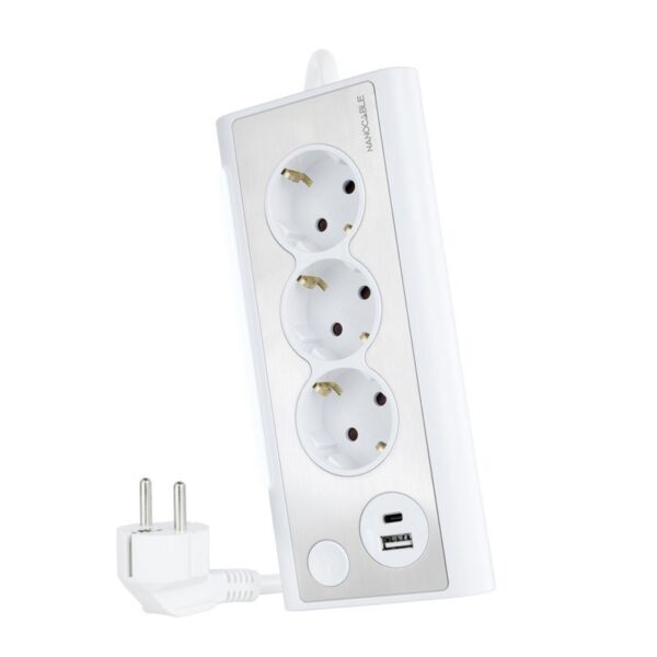 REGLETA SOBREMESA 3 TOMAS + 2USB BLANCA NANOCABLE 10.37.0013-W
