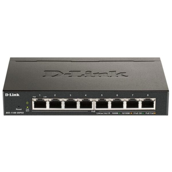 SWITCH D-LINK  8P DGS-1100-08PV2/E 10/100/1000 EASYSMART PoE(64W)