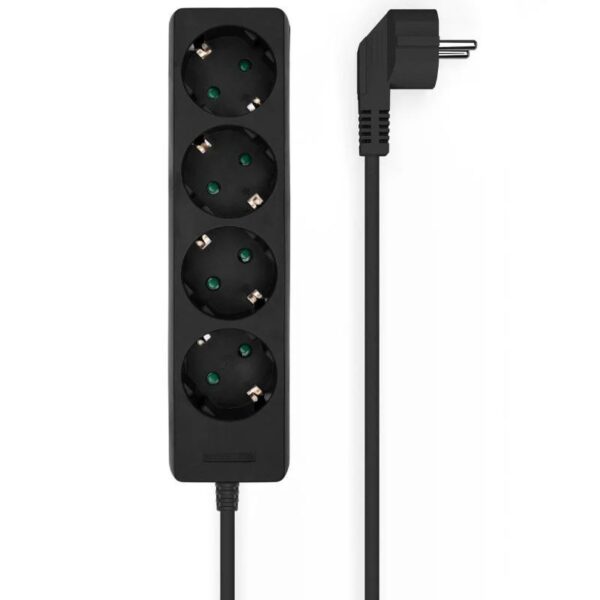REGLETA 4 SALIDAS AISENS SIN INTERRUPTOR CON CABLE 3x1.5MM2 NEGRO 1.4M A154-0534