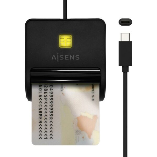 LECTOR TARJETA INTELIGENTE DNI USB-C  NEGRO AISENS ASCR-SN03C-BK