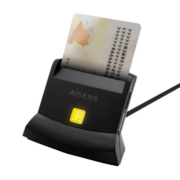 LECTOR TARJETA DNI CON LECTOR MULTITARJETA USB-C NEGRO AISENS ASCR-SN04CSD-BK