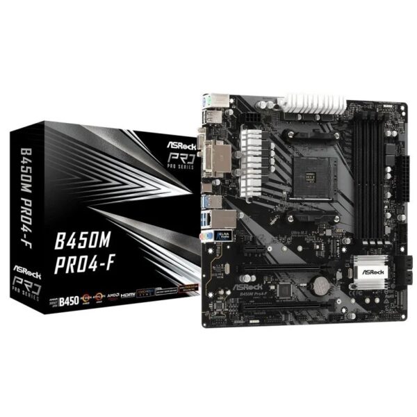 PB AMD SAM4 ASROCK B450M PRO4 R20 4DDR4 PCIE 4SATA3 1HDMI 4USB32 2USB20 M2 MATX