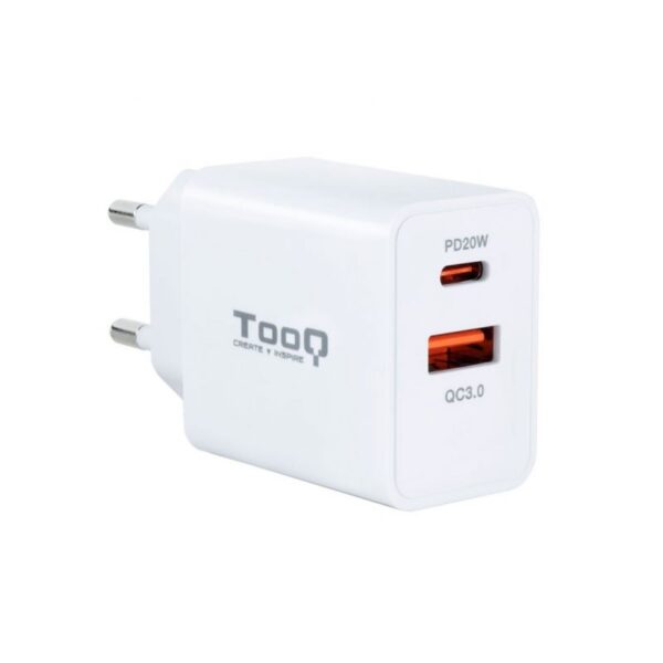 CARGADOR USB-C/PD TOOQ PARED 20W USB-A/QC 18W BLANCO TQWC-2SC04WT