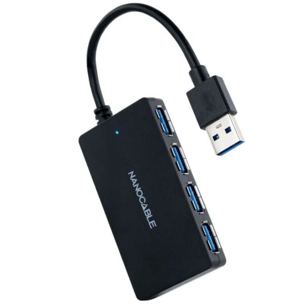 HUB USB 3.0 4xUSB3.0 USB-A/M-USB3.0/H NEGRO 15 CM NANOCABLE  10.16.4403