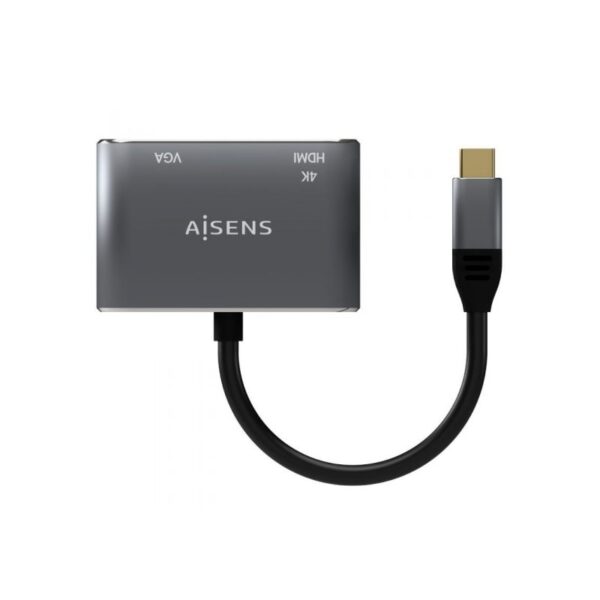 CONVERSOR USB-C A VGA-HDMI 4K USB-CM-VGA H-HDMI H GRIS 15CM AISENS A109-0627