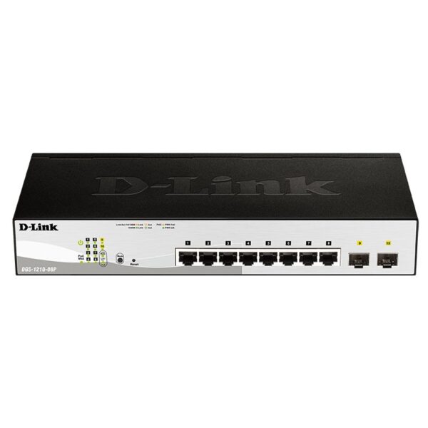 SWITCH D-LINK  8P DGS-1210-08P/E 8P 10/100/1000 PoE INCLUYE 2P SFP