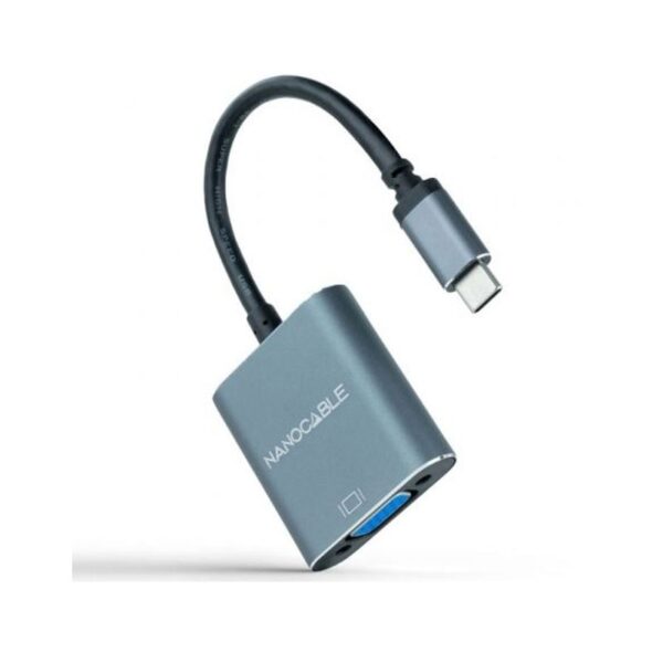 CONVERSOR USB-C A VGA ALUMINIO GRIS 10 CM NANOCABLE 10.16.4101-G