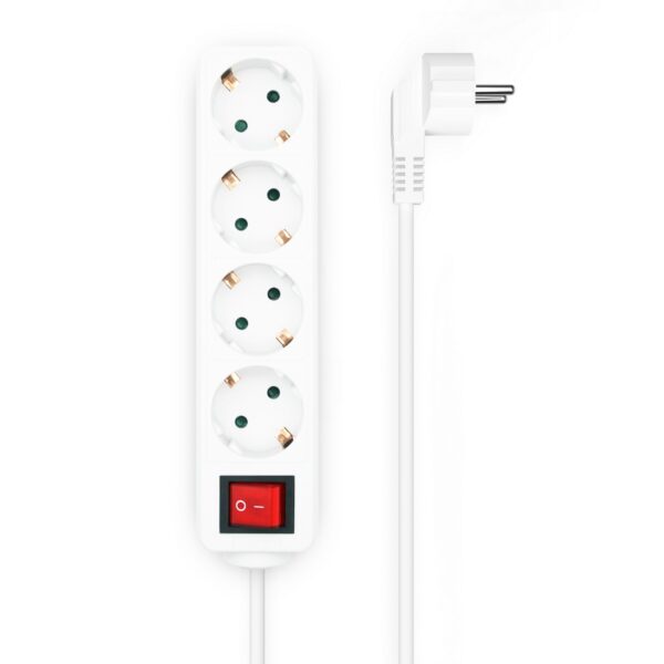 REGLETA 4 SALIDAS CON INTERRUPTOR CABLE 3x1.5MM2 BLANCO 1.4M AISENS A154-0649