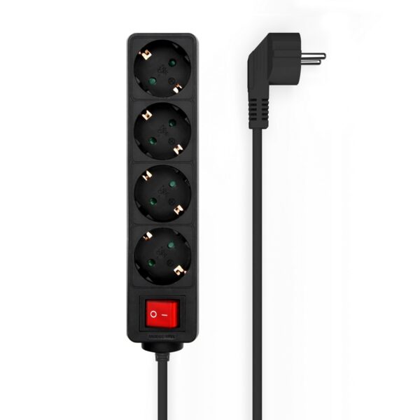 REGLETA 4 SALIDAS CON INTERRUPTOR CABLE 3x1.5MM2 NEGRO 1.4M AISENS A154-0650
