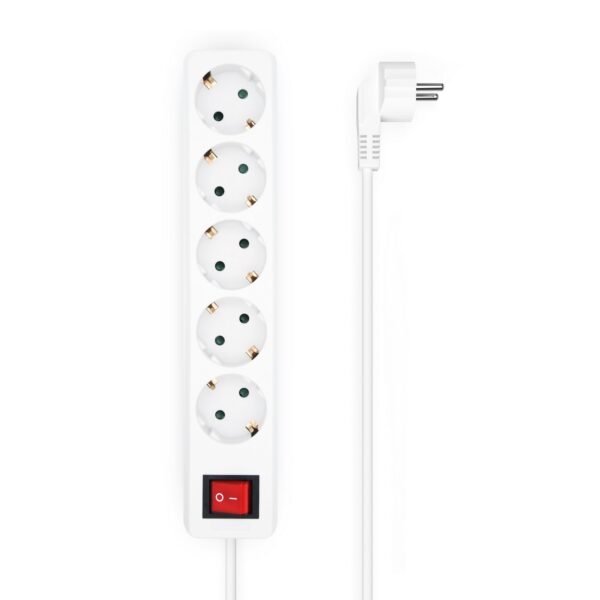 REGLETA 5 SALIDAS CON INTERRUPTOR CABLE 3x1.5MM2 BLANCO 1.4M AISENS A154-0651