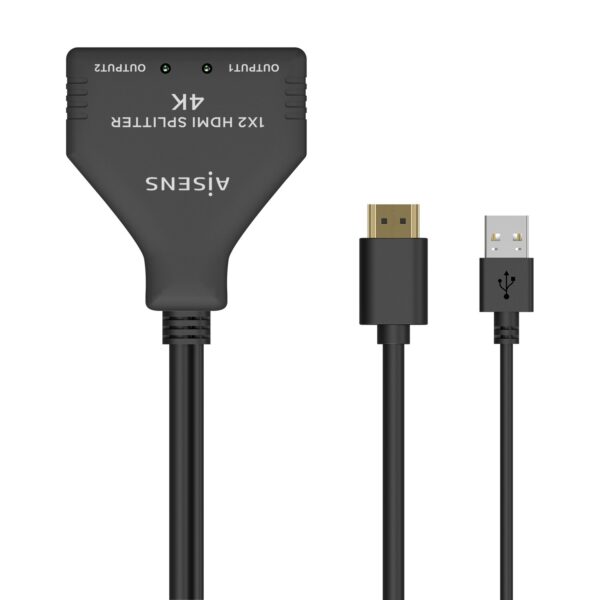 HDMI DUPLICADOR 4K30HZ 1x2 CON ALIMENTACION USB CABLE NEGR 30CM AISENS A123-0654