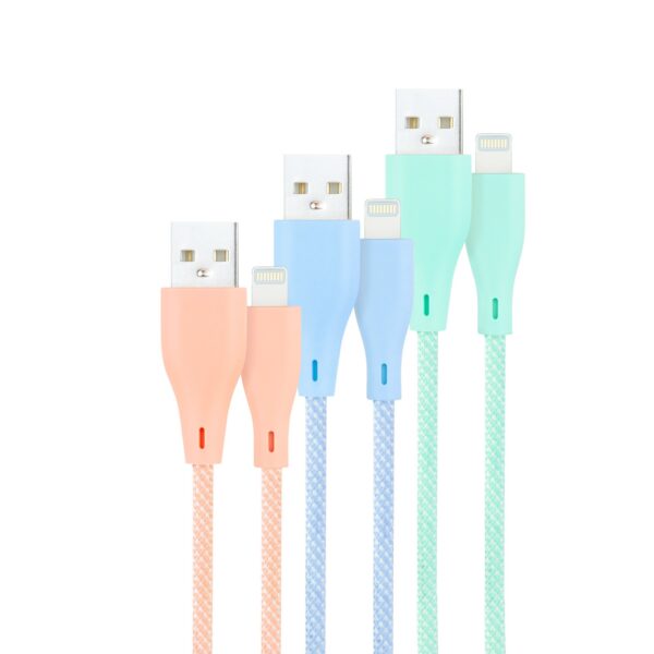 CABLES LIGHTNING A USB A/M RO-AZ-VE MALLADO  1M NANOCABLE 10.10.0401-CO1