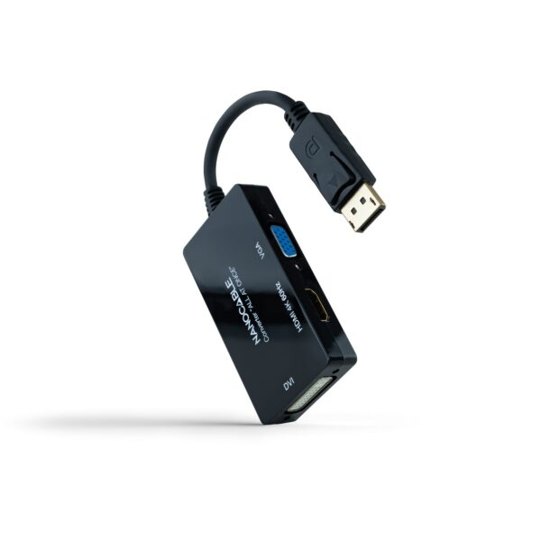 CONVERSOR DP A HDMI/H-DVI/H-VGA/H NEGRO 25 CM NANOCABLE 10.16.3301-ALL