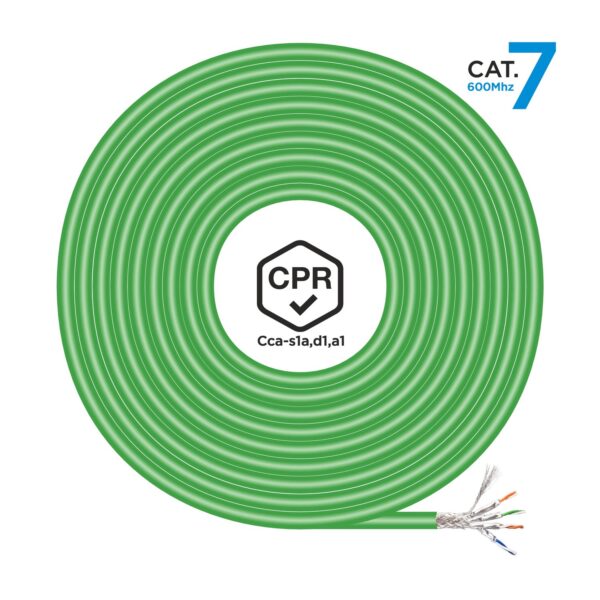 CABLE RED RJ45 LSZH CPR Cca CAT7 600 MHZ S/FTP AWG23 VERDE 305M AISENS A146-0667
