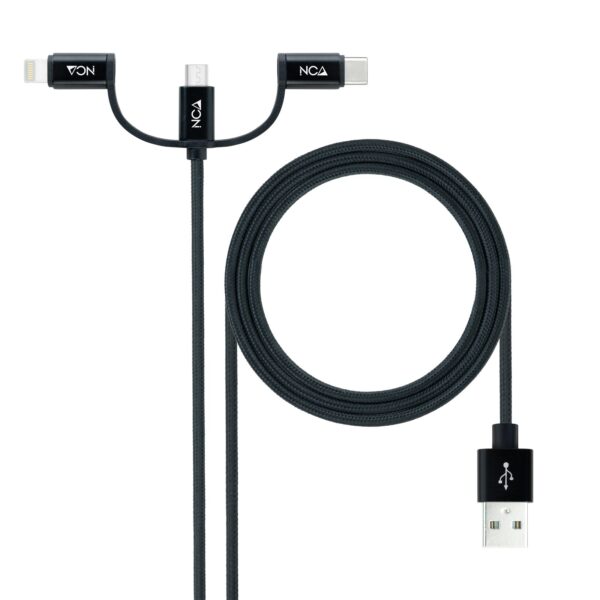 CABLE USB 3 EN 1 USB-A A USB-C/MICRO/LIGHTNING 1 M NANOCABLE 10.01.3200