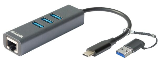 HUB USB-C D-LINK A GIGABIT ETHERNET LAN 3USB DUB-2332