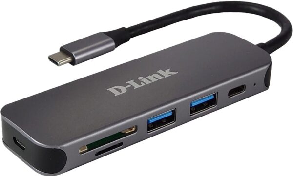 HUB USB-C D-LINK 5 EN 1 LECTOR SD/MDS 2PUSB3.0 CARGA 60W DUB-2325