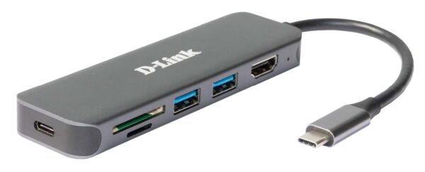 HUB USB-C D-LINK 6 EN 1 USB-C 2*USB3 HDMI LECTOR SD Y MSD DUB-2327