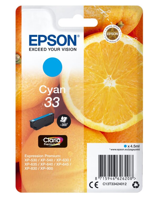 TINTA EPSON 33 ORI CIAN C13T33424012