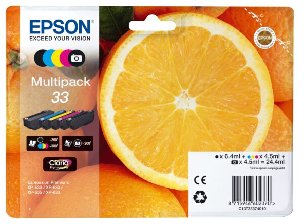 TINTA EPSON 33 ORI MULTIPACK C13T33374011