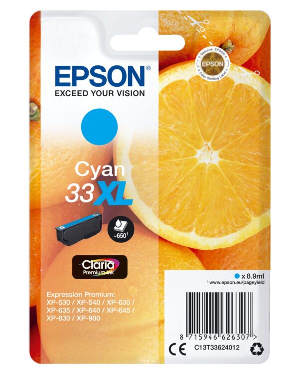 TINTA EPSON 33XL ORI CIAN C13T33624012