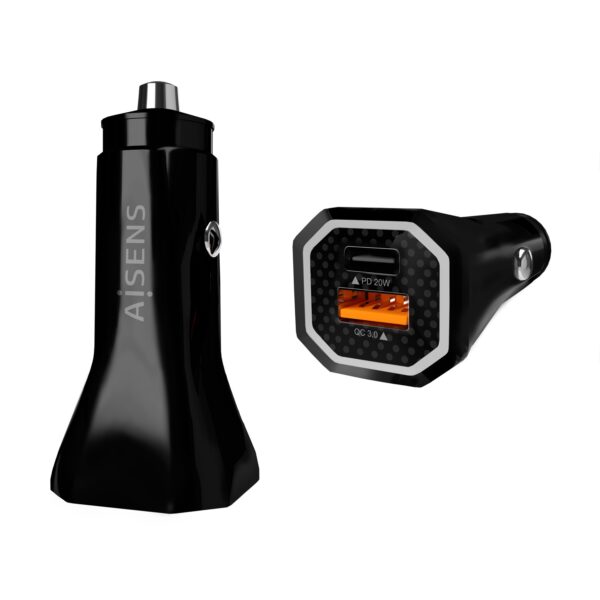 CARGADOR DE COCHE 38W 20W1xUSB-C PD3.0 18W1xUSB-A NEGRO AISENS ASCH-CAR2PQC-BK