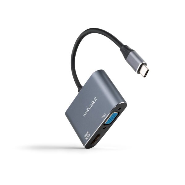 CONVERSOR USB-C/M A HDMI/H-VGA/H 4K GRIS 15 CM NANOCABLE 10.16.4303
