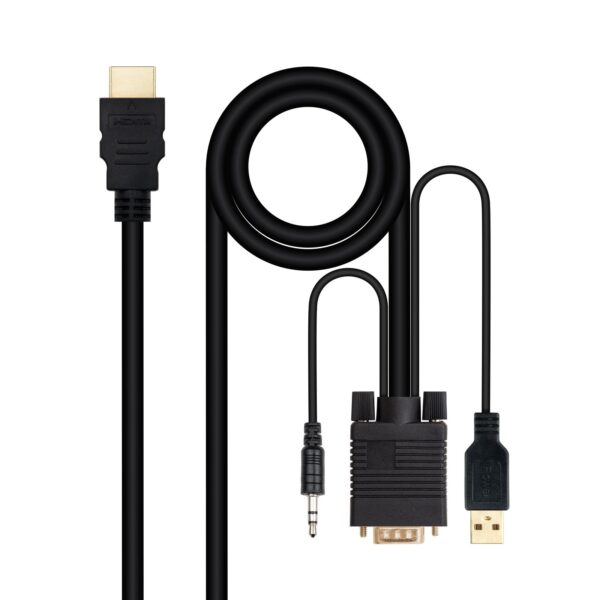CABLE CONVERSOR HDMI A VGA+JACK3.5+USB-A 1.8 M NANOCABLE 10.15.4350