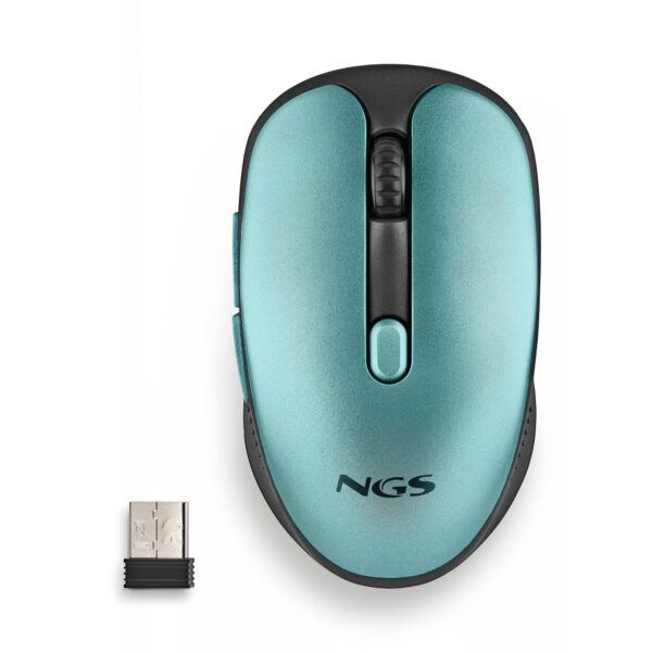RATON NGS INALAMBRICO ERGONOMICO EVO RUST ICE RECARGABLE NEGRO-AZUL USB
