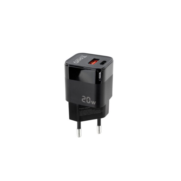 CARGADOR USB TOOQ PARED USB-C/PD + USB-A/QC 20W NEGROTQWC-QCPD20