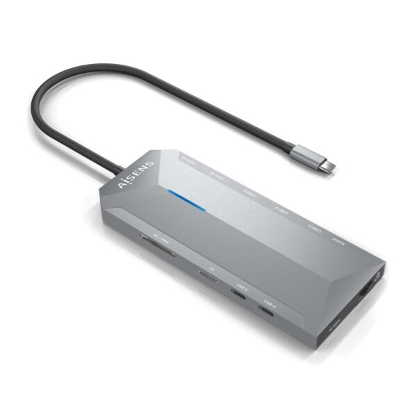 DOCKING USBC- 2HDMI-RJ45-3USBA-2USBC-PD-AUDIO-SD-MSD 15CM  AISENS ASUC-12P005-GR