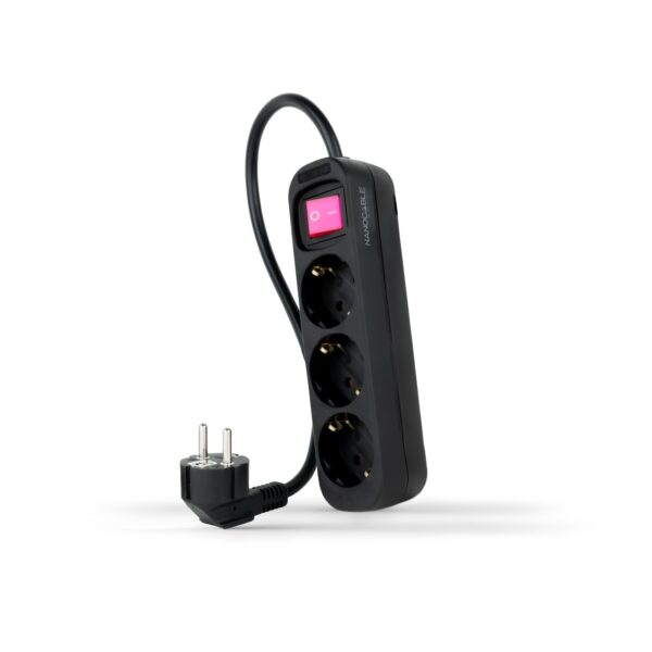 REGLETA 3 TOMAS INTERRUPTOR 1.4 M NEGRA 10.38.0003-BK NANOCABLE