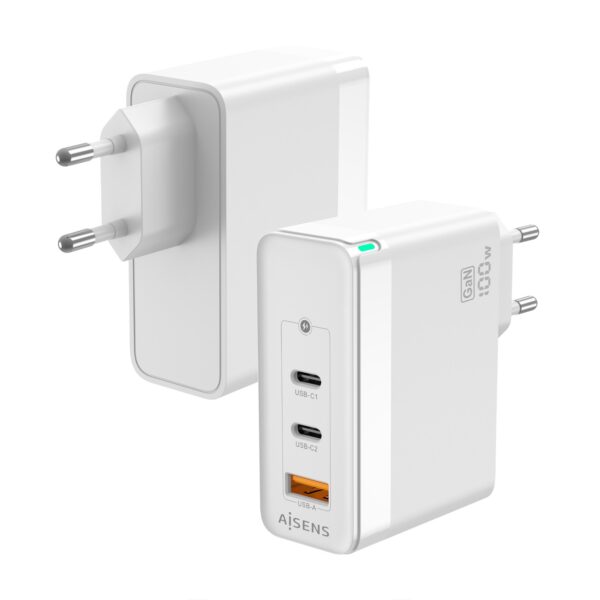 CARGADOR 100W 2USB-C PD3.0 QC4.0 QC5.0 USBA QC3.0 BLANCO AISENS ASCH-100W3P008-W