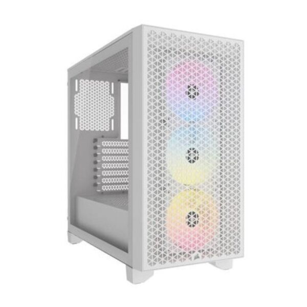 CAJA ATX SEMITORRE CORSAIR 3000D ARGB AIRFLOW CRISTAL TEMPLADO BLANCA